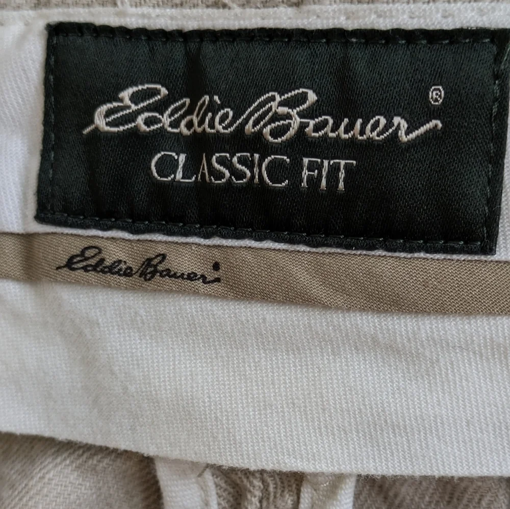 Eddie Bauer Mens Flat Front Classic Fit Linen Blend Khaki pants 36X30